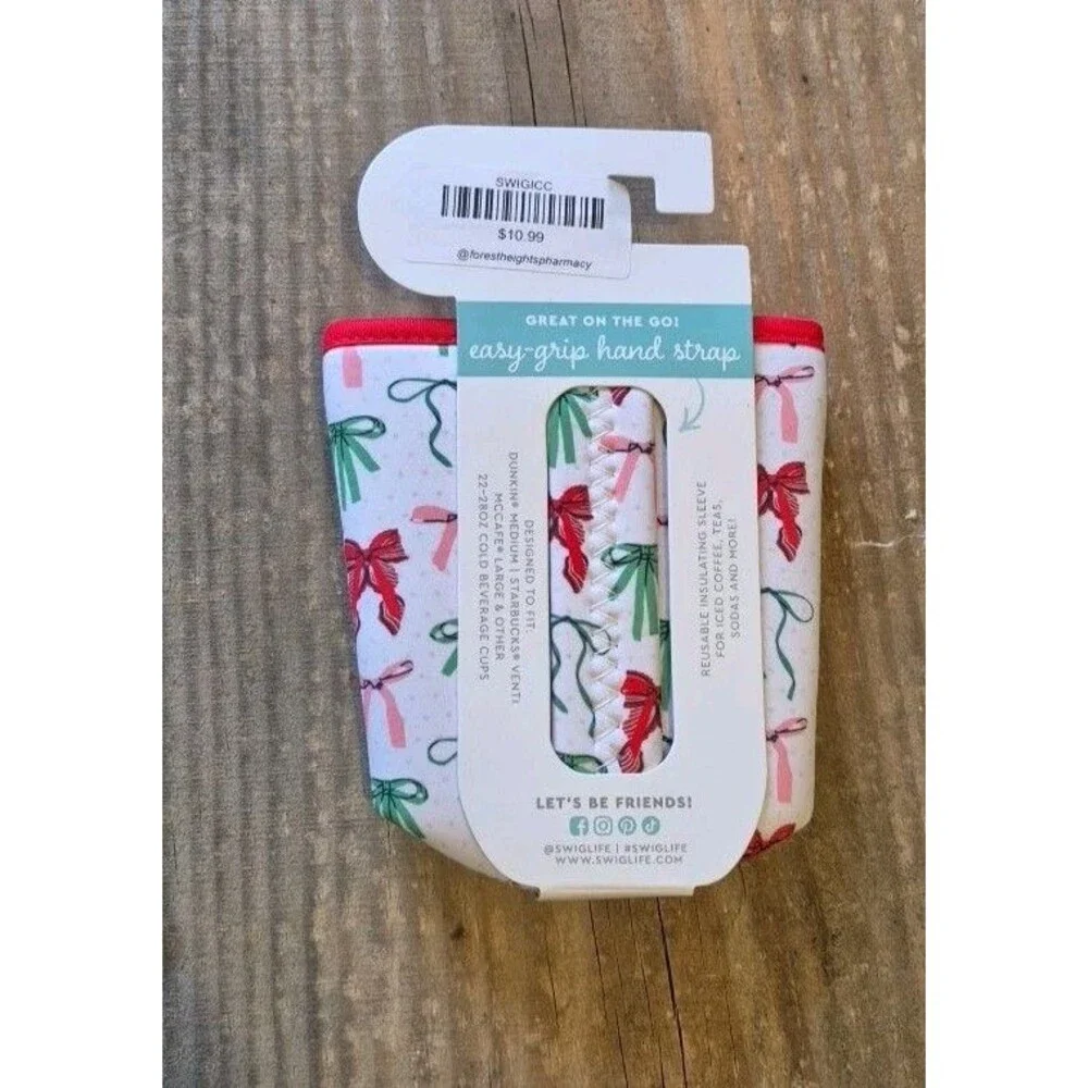 Swig Life Insulated Cup Coolie Fits 22-28 oz Cups Holiday Print Grip Handle